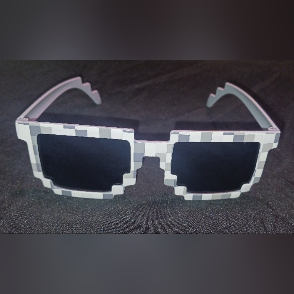 Pixelated Gray Black Sunglasses Girls or Boys Plastic